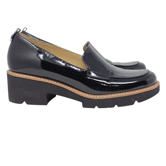 Naturalizer Darry Lug Sole Loafer Black Patent Leather Chunky Heel Women 9M NWD - Picture 6 of 12